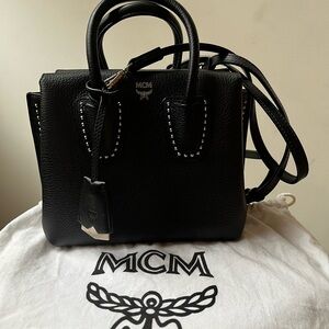 MCM Milla Black Studded Top Handle